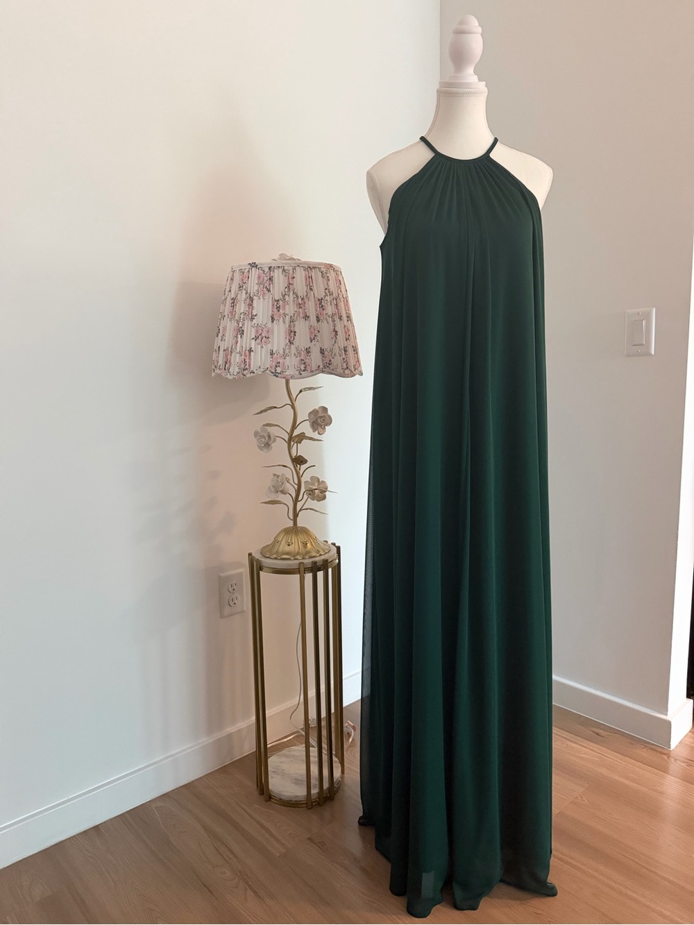 David’s Bridal Emerald Green Halter Maxi Dress